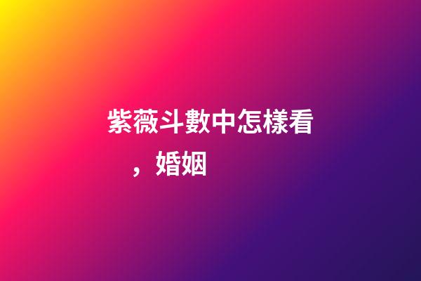 紫薇斗數中怎樣看，婚姻